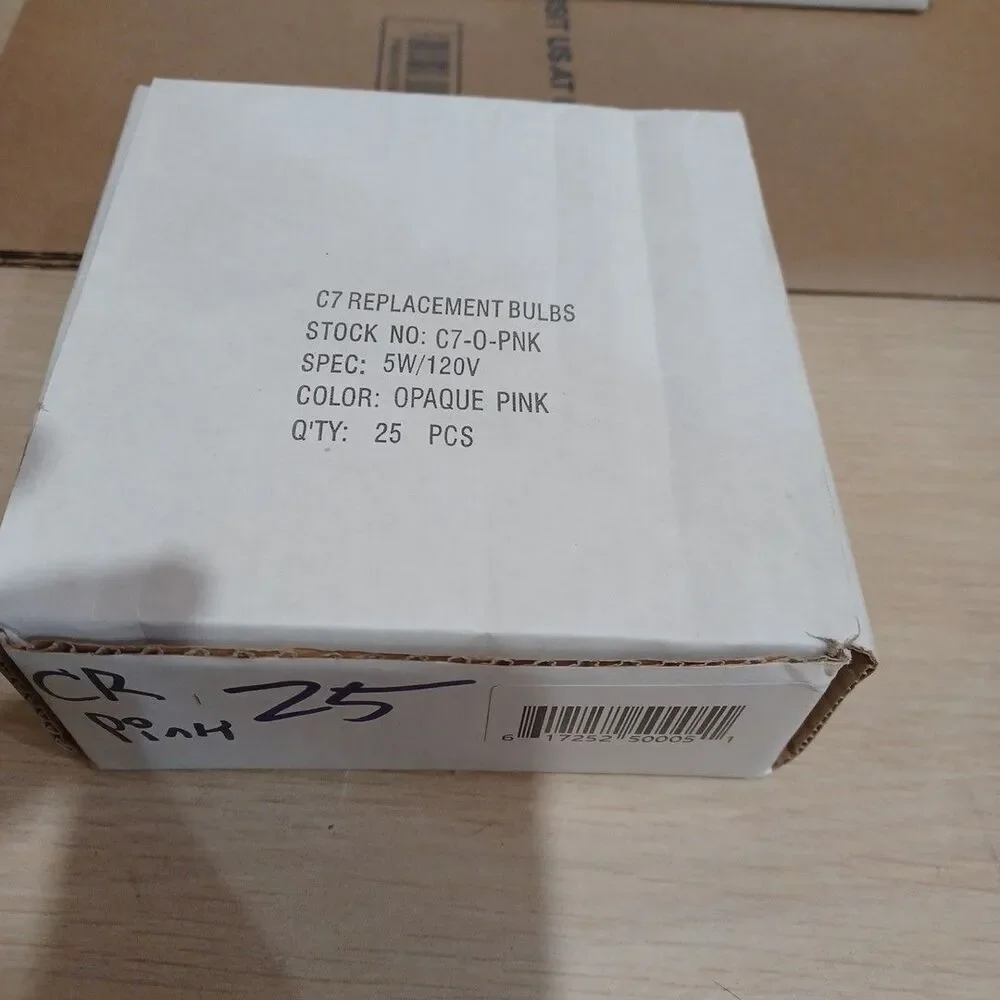 C7 5W Pink Box of 25 Replacement Bulbs Opaque  120v NOS Light Show Craft